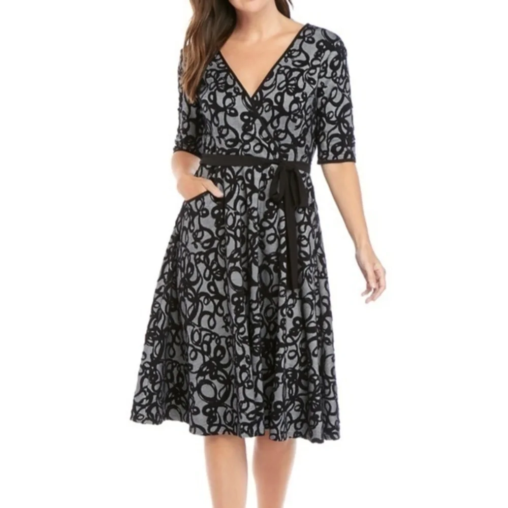 Gabby Skye | Dresses | Gabby Skye Scribble Jacquard Faux Wrap Dress ...